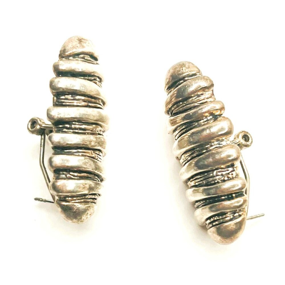 Vintage Finnish Sterling Silver Sculptural Earrings | 1990s Minimalist